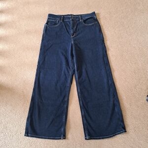 American Eagle Jeans Super High Rise Baggy Wide Leg Blue Denim Size 14 Casual